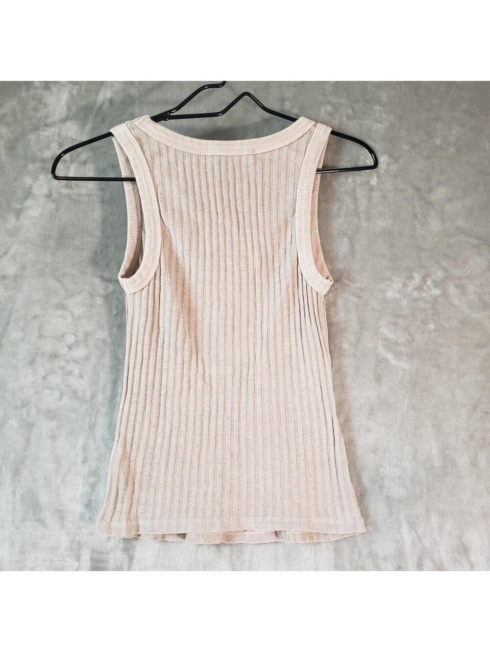 Project Social T Ribbed Knit Sleeveless Tank Top Light Pink Round Neck Size S - Picture 2 of 5